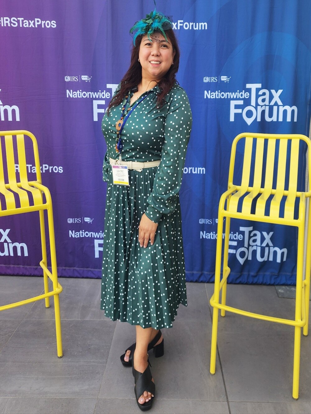 Emerald Green Polka Dot Long Sleeve Midi Dress